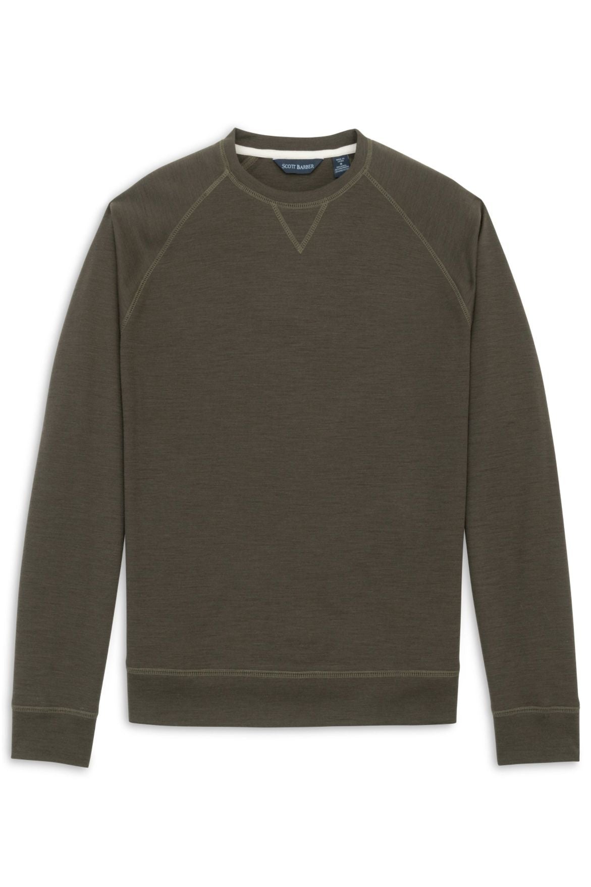 Lightweight Merino Wool Blend Crew Neck Sweatshirt in Cocoa by Scott Barber
