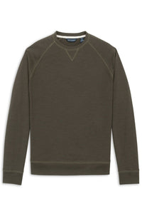 Lightweight Merino Wool Blend Crew Neck Sweatshirt in Cocoa by Scott Barber