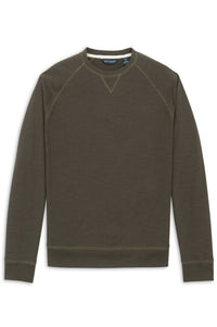Lightweight Merino Wool Blend Crew Neck Sweatshirt in Cocoa by Scott Barber