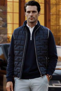 Space-Quilted Puffer Vest in Navy by Scott Barber