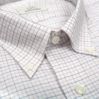 Tan & Black Check on Dobby Stretch Cotton Wrinkle-Free Dress Shirt with Button-Down Collar by Cooper & Stewart