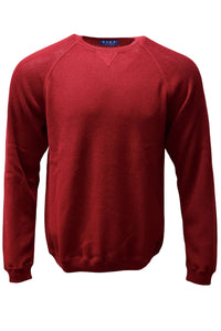 Baby Alpaca Links Knit Raglan Sleeve Sweatshirt-Style Sweater in College Red by Blue 1899