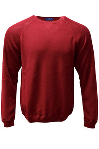 Baby Alpaca Links Knit Raglan Sleeve Sweatshirt-Style Sweater in College Red by Blue 1899