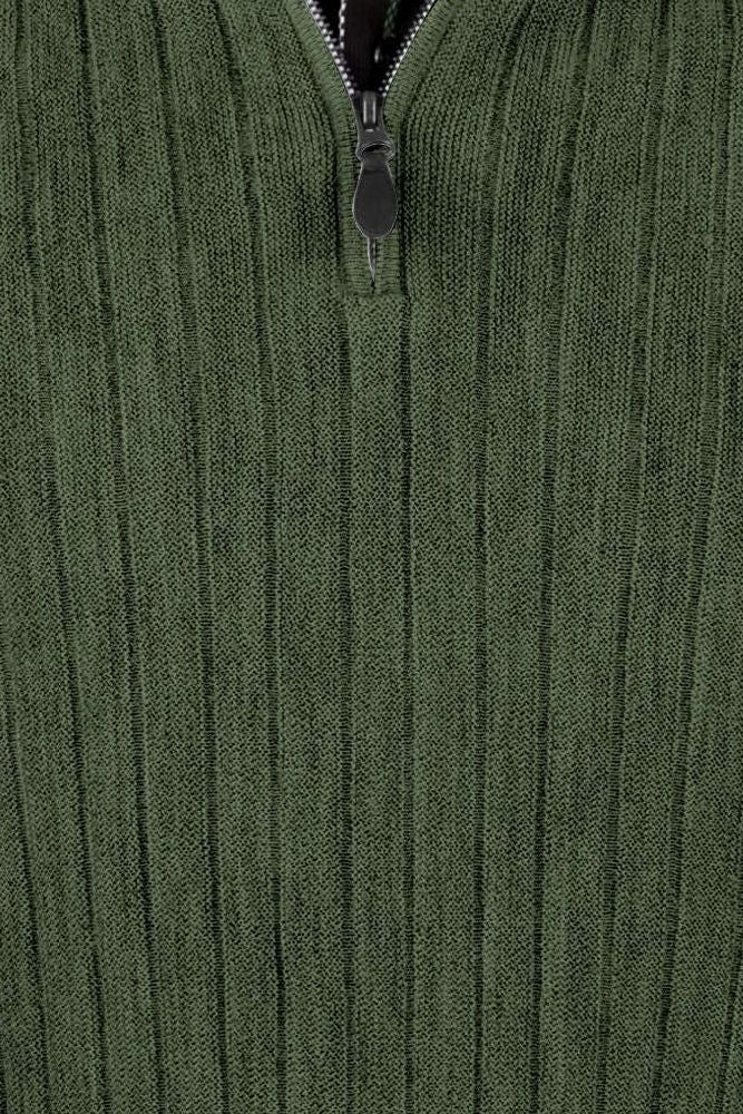 Baby Alpaca 'Links Stitch' Ribbed Zip-Neck Sweater Vest in Light Olive Heather by Peru Unlimited