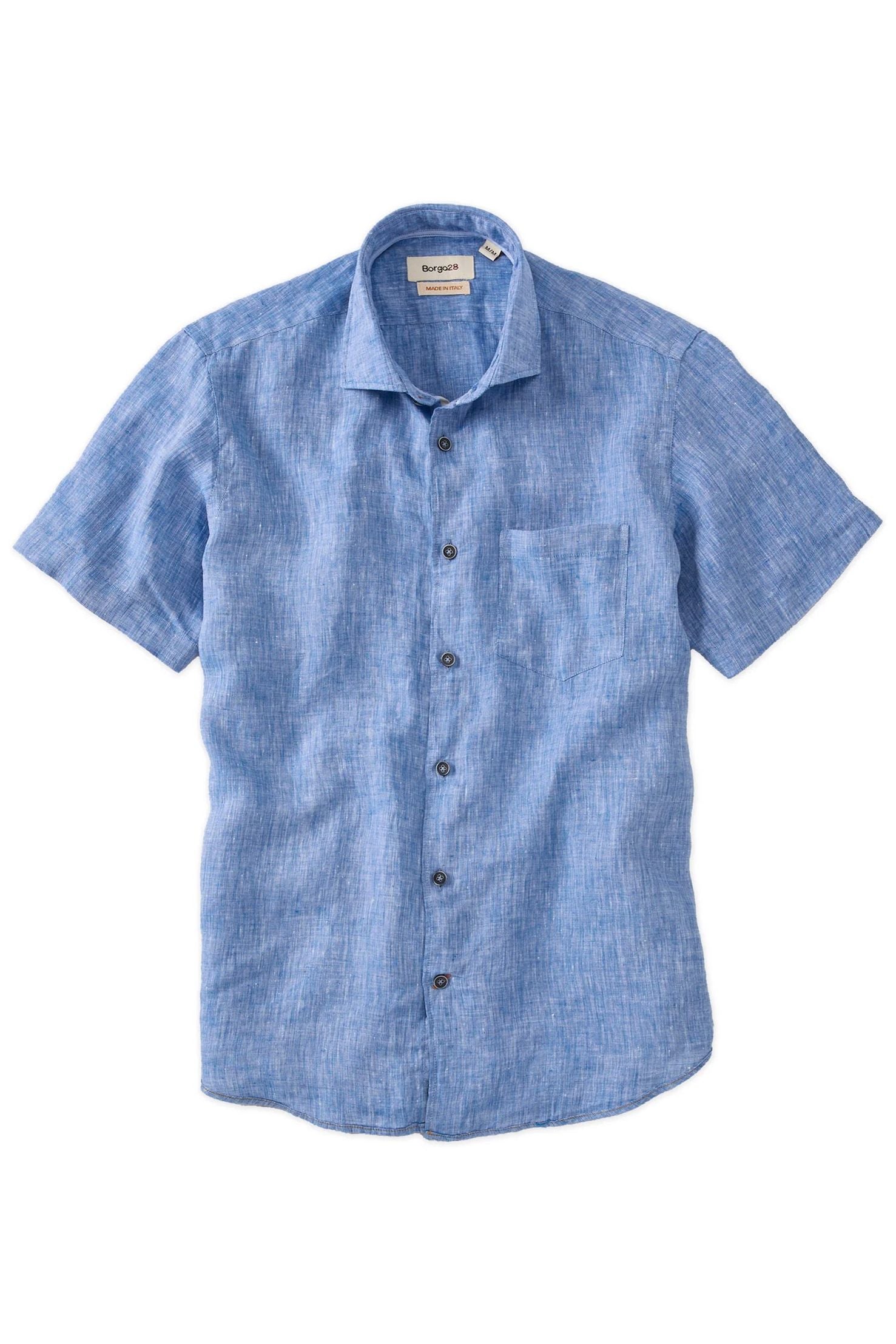 Italian Linen Short Sleeve Sport Shirt in Choice of Colors by Borgo28