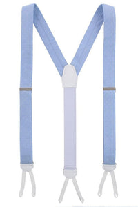Churchill Chambray Polka Dot Linen and Silk Blend Formal End Braces in Light Blue by Trafalgar