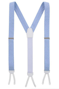 Churchill Chambray Polka Dot Linen and Silk Blend Formal End Braces in Light Blue by Trafalgar