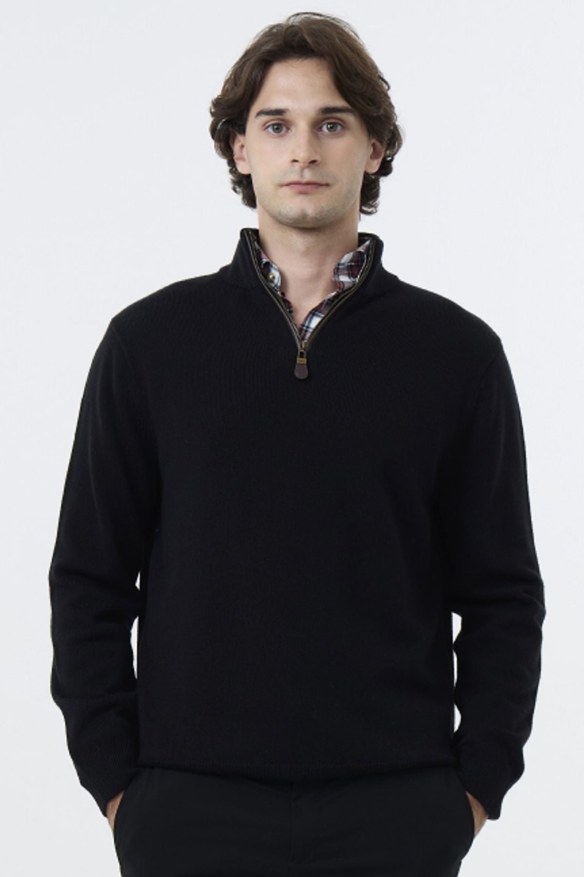 Extra Fine 'Zegna Baruffa' Merino Wool Quarter-Zip Sweater in Black by
