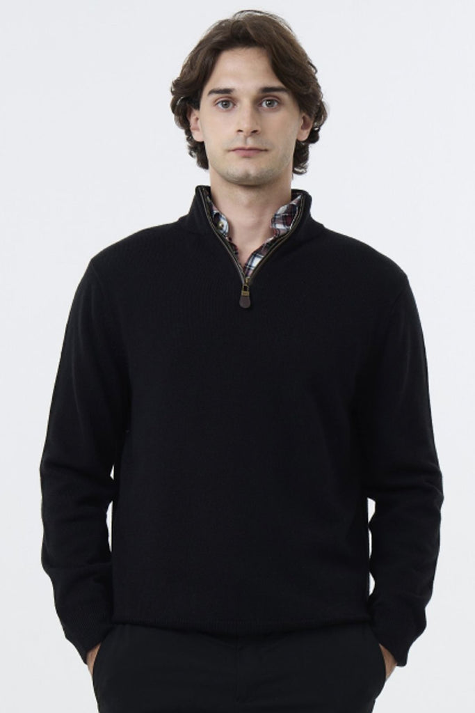 Extra Fine 'Zegna Baruffa' Merino Wool Quarter-Zip Sweater in Black by