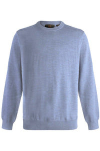 Extra Fine 'Zegna Baruffa' Merino Wool Crew Neck Sweater in Light Blue by Viyella