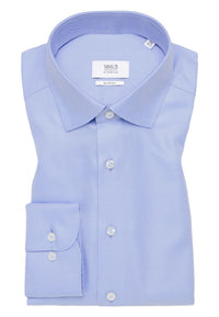 'Royal Twill' In Blue - Slim Fit - Two Ply Cotton Twill Dress Shirt with Kent Collar by Eterna 1863
