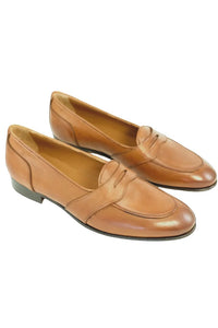 Prato Italian Calfskin Low-Vamp Penny Loafer in Cuoio by Alan Payne Footwear