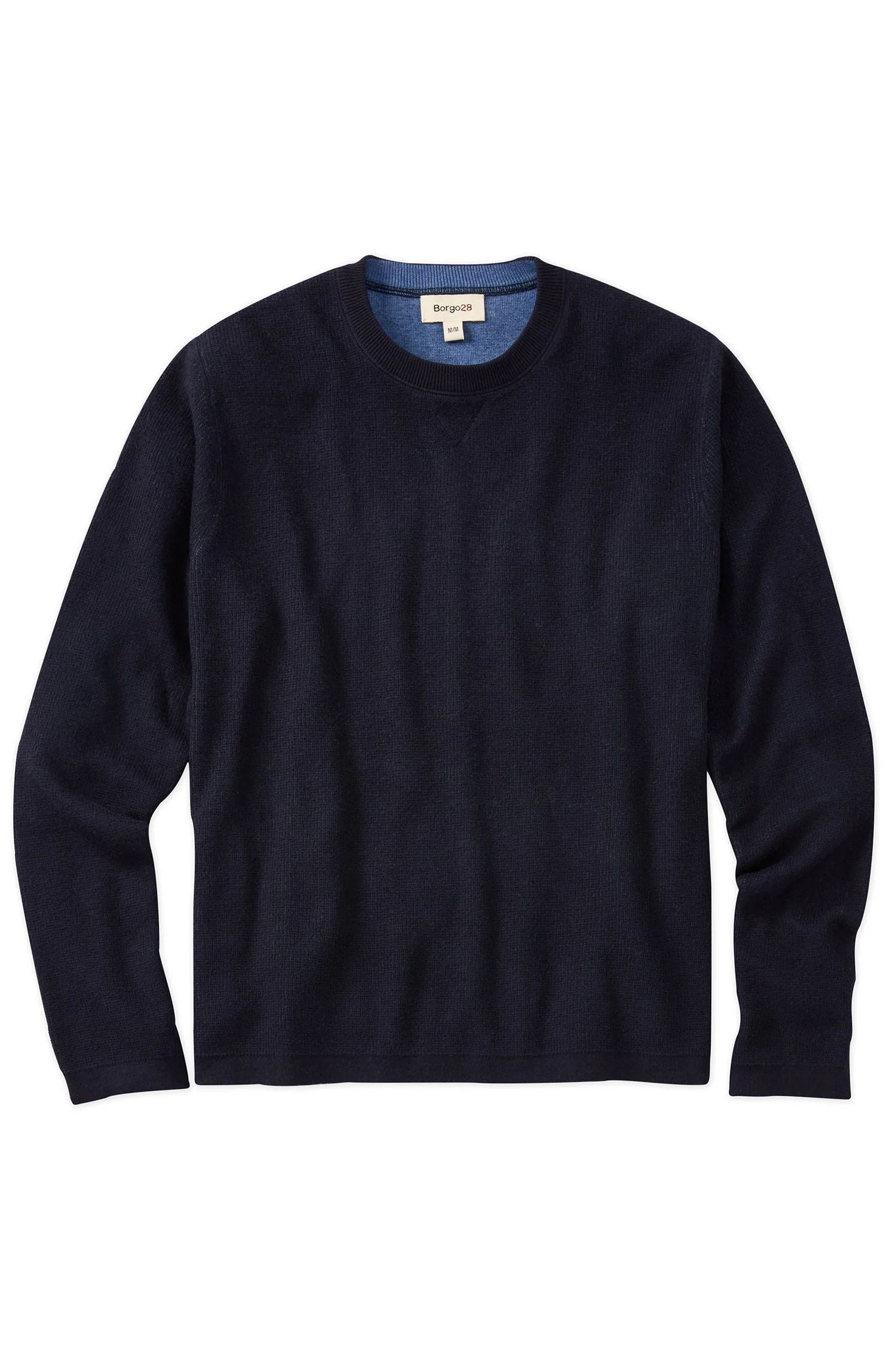 Reversible Cotton & Cashmere Sweater in Navy/Blue (Size Large) by Borgo28