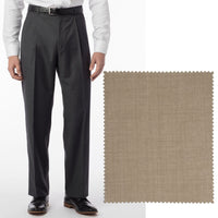 BIG FIT Sharkskin Super 120s Worsted Wool Comfort-EZE Trouser in Camel (Manchester Pleated Model) by Ballin