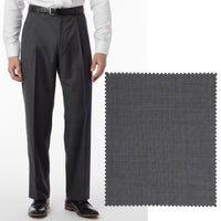 BIG FIT Sharkskin Super 120s Worsted Wool Comfort-EZE Trouser in Medium Grey (Manchester Pleated Model) by Ballin