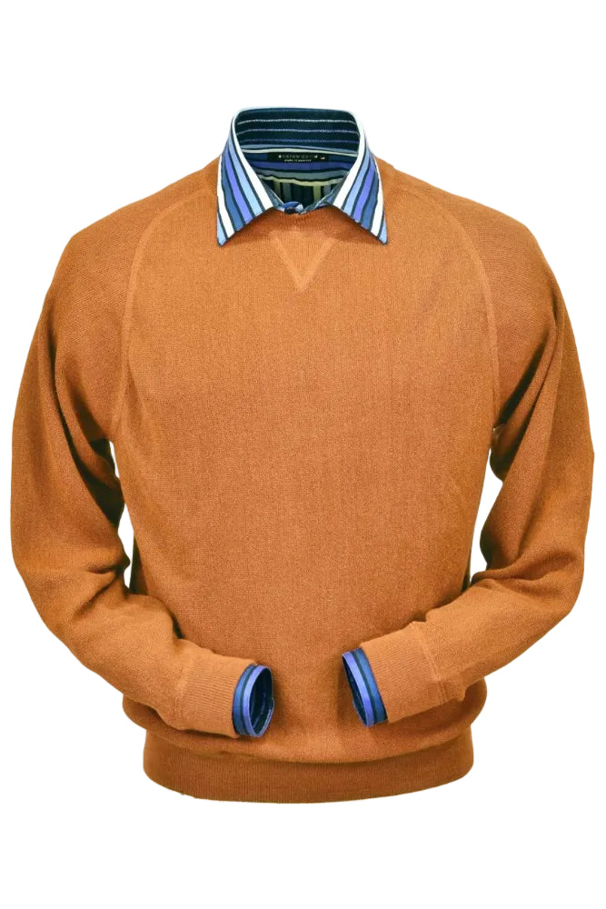 Baby Alpaca 'Links Stitch' Sweatshirt-Style Crew Neck Sweater in Clemson by Peru Unlimited
