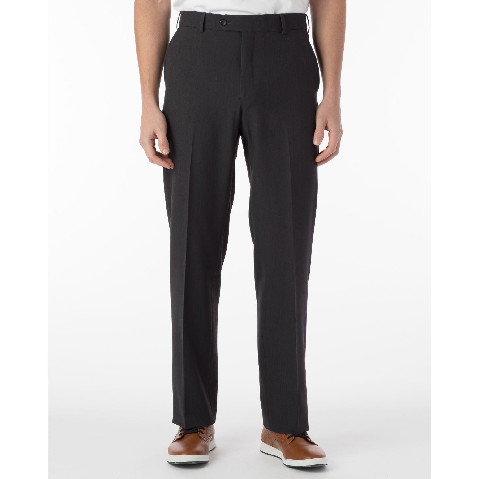 Performance Wool Blend Commuter Bi-Stretch Serge Comfort-EZE Trouser in Charcoal (Flat Front Models) by Ballin