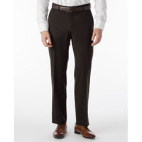 LONG FIT Super 120s Wool Gabardine Comfort-EZE Trouser in Dark Brown (Plain Front Model) by Ballin