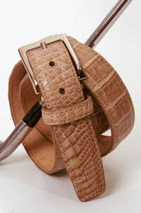 Caiman Crocodile Belt in Sand by Brookes & Hyde