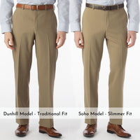 Super 120s Wool Travel Twill Comfort-EZE Trouser in Sand, Size 38 (Dunhill Traditional Fit) by Ballin