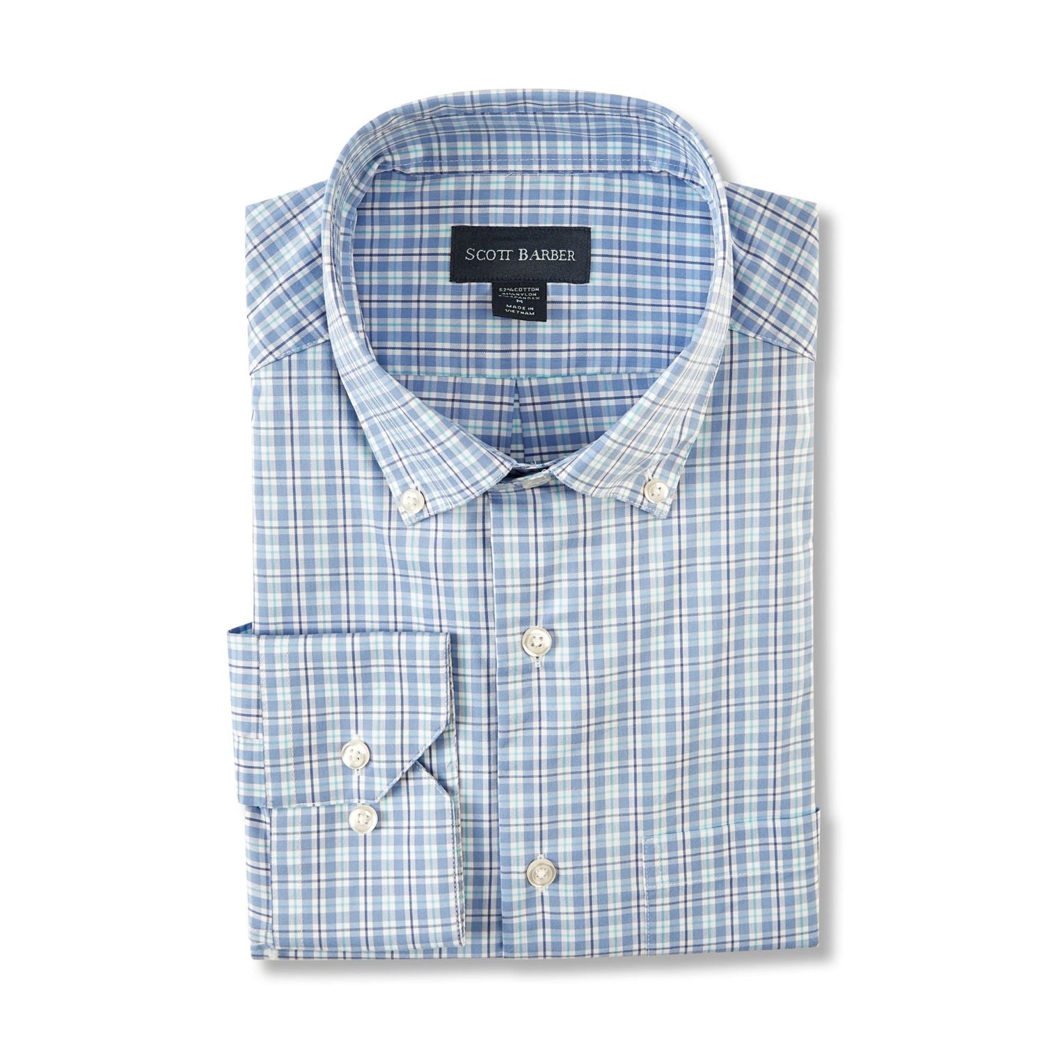Performance Check Sport Shirt in Regal Blue by Scott Barber