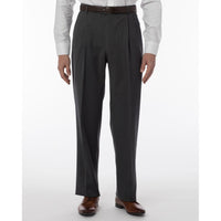 LONG FIT Super 120s Wool Gabardine Comfort-EZE Trouser in Medium Grey (Manchester Pleated Model) by Ballin