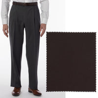 BIG FIT Super 120s Wool Gabardine Comfort-EZE Trouser in Brown (Manchester Pleated Model) by Ballin