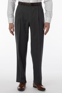 BIG FIT Super 120s Wool Gabardine Comfort-EZE Trouser in Medium Grey (Manchester Pleated Model) by Ballin