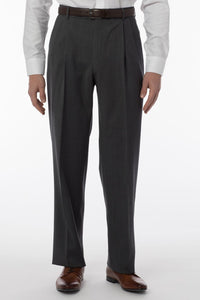 BIG FIT Super 120s Wool Gabardine Comfort-EZE Trouser in Medium Grey (Manchester Pleated Model) by Ballin