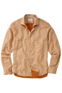 Italian Mini Waffle-Weave Long-Sleeve Sport Shirt in Tan by Borgo28