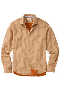 Italian Mini Waffle-Weave Long-Sleeve Sport Shirt in Tan by Borgo28