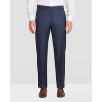 Devon Flat Front Sharkskin Wool Trouser in Navy (Modern Full Fit) by Zanella