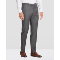 Parker Flat Front Sharkskin Wool Trouser in Medium Grey (Modern Straight Fit) by Zanella