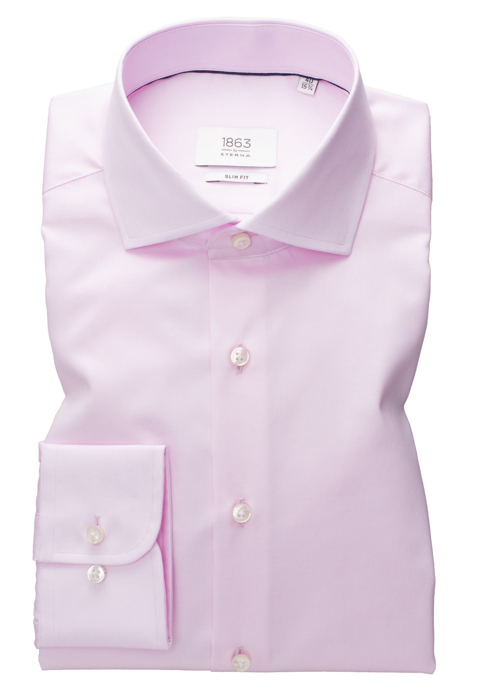 Luxury Shirt' In Pink - Slim Fit - Two Ply Cotton Twill Dress Shirt w Luxury Shirt' In Pink - Slim Fit - Two Ply Cotton Twill Dress Shirt w