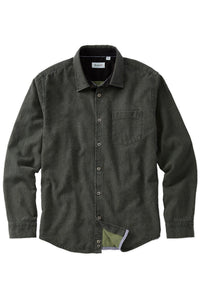 Double-Faced Honeycomb Brushed Cotton Long-Sleeve Sport Shirt in Olive by Borgo28