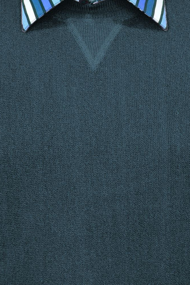 Baby Alpaca 'Links Stitch' Sweatshirt-Style Crew Neck Sweater in Steel Blue by Peru Unlimited