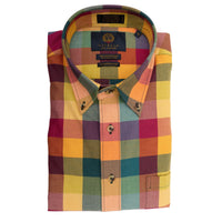 Multi Bright Check Cotton and Wool Blend Button-Down Shirt by Viyella