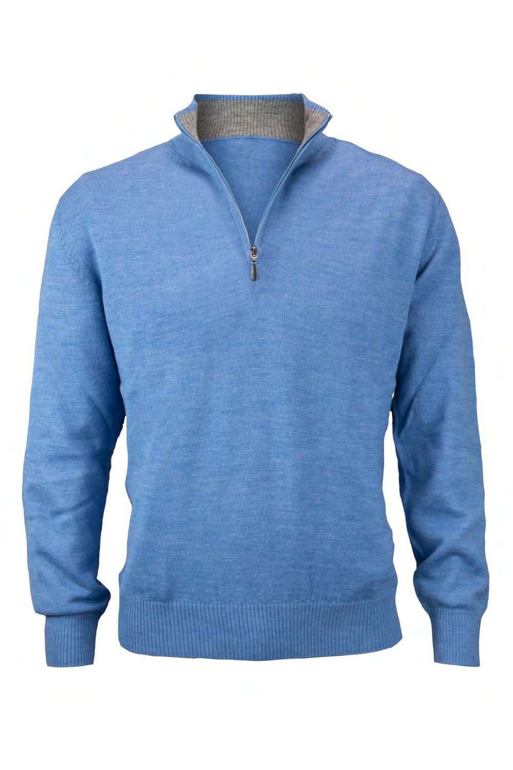 Royal Alpaca Half-Zip Mock Neck Sweater in Coastal Heather by Peru Unlimited