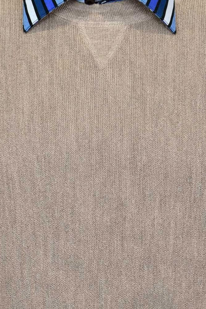 Baby Alpaca 'Links Stitch' Sweatshirt-Style Crew Neck Sweater in Sand Heather by Peru Unlimited