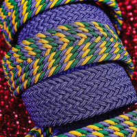 Italian Braided Stretch Rayon Casual Belt in Purple, Gold, and Green by Torino Leather