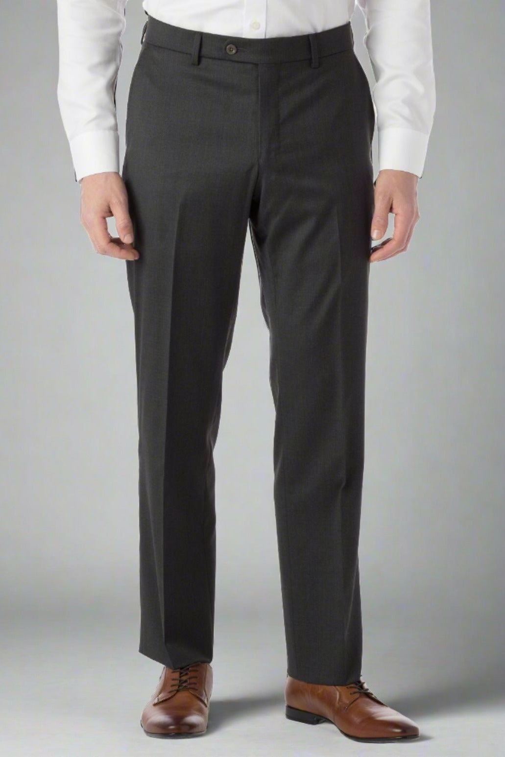 Super 130s Italian Luxury Ultimate Comfort Wool Tropical Flat Front Trouser in Charcoal by 6 East by Ballin