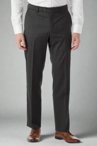 Super 130s Italian Luxury Ultimate Comfort Wool Tropical Flat Front Trouser in Charcoal by 6 East by Ballin
