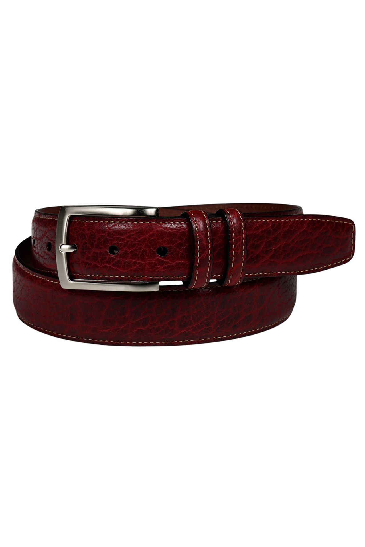 American Bison Leather Belt in Black Cherry by Torino Leather