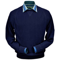 Baby Alpaca 'Links Stitch' Sweatshirt-Style Crew Neck Sweater in True Navy (Size X-Large) by Peru Unlimited