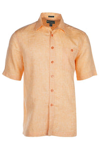 Pure Linen Short Sleeve Shirt in Papaya by Weekender