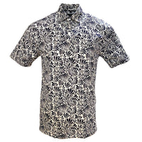 Flower Print Cotton Polo in Taupe and Blue by Viyella