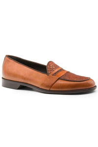 Milan Crocodile & Calfskin Slip-On Loafer in Cognac by Zelli Italia