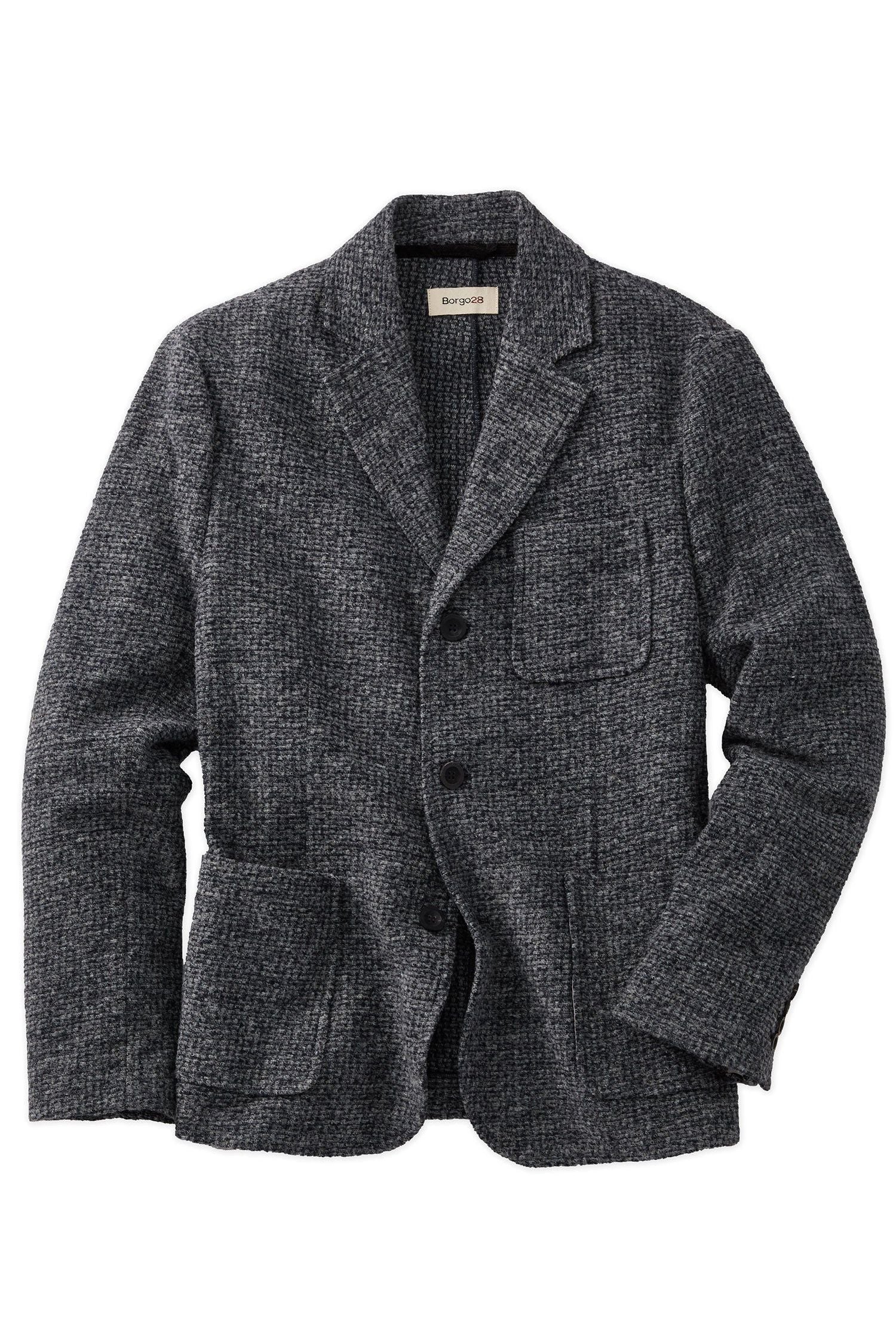 Soft Knit Wool-Blend Blazer in Charcoal by Borgo28