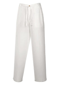St. Barts Linen Blend Drawstring Pants in White by Weekender