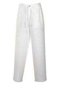 St. Barts Linen Blend Drawstring Pants in White by Weekender